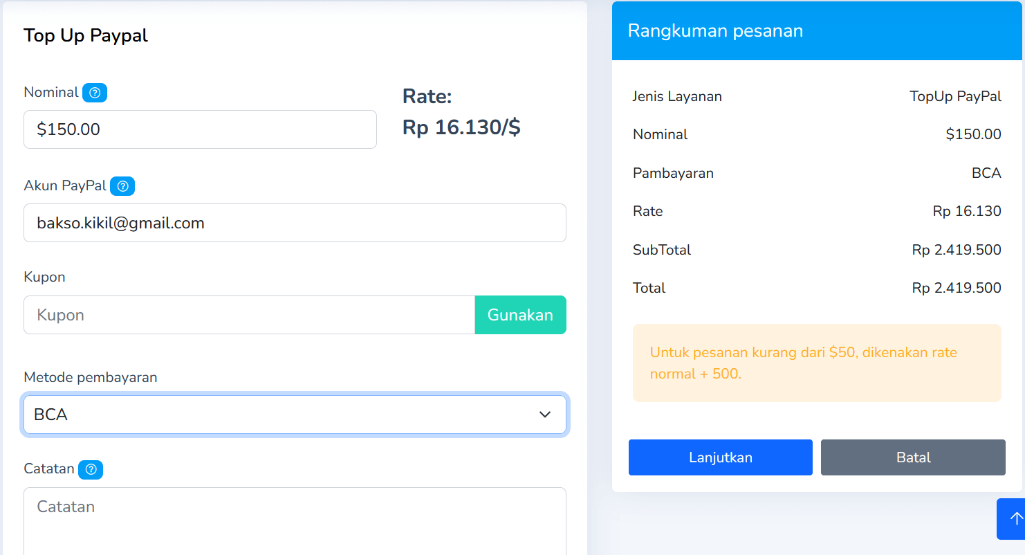 top up paypal